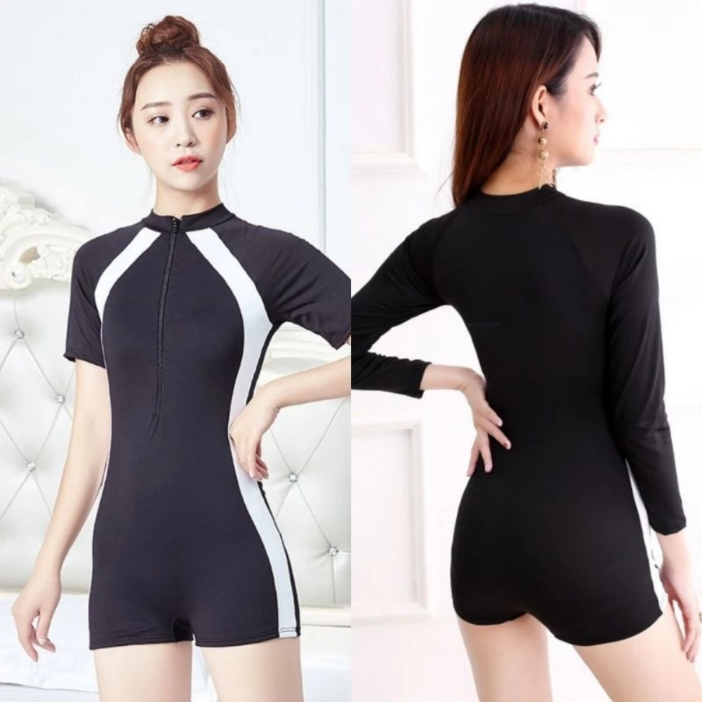 FIT (193) Women's Half Sleeve Zip Swim Romper - Image 1