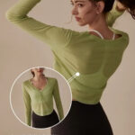 Women's Olive Cropped Long Sleeve Top - Image 3