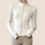 Women's White Sculpted Zip Yoga Jacket
