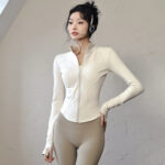 Women's White Sculpted Zip Yoga Jacket - Image 2