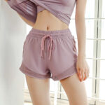 Women's Pink Mesh Hem Yoga Shorts