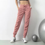 Women's Pink Drawstring Jogger Workout Pants