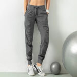 Women's Grey Drawstring Jogger Workout Pants