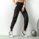 Women's Black Drawstring Jogger Workout Pants - Image 2