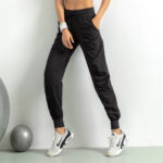 Women's Black Drawstring Jogger Workout Pants - Image 3