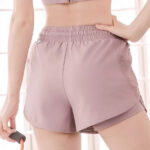 Women's Pink Mesh Hem Yoga Shorts - Image 3